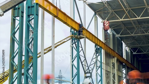 timelapse builders work at new storehouse construction