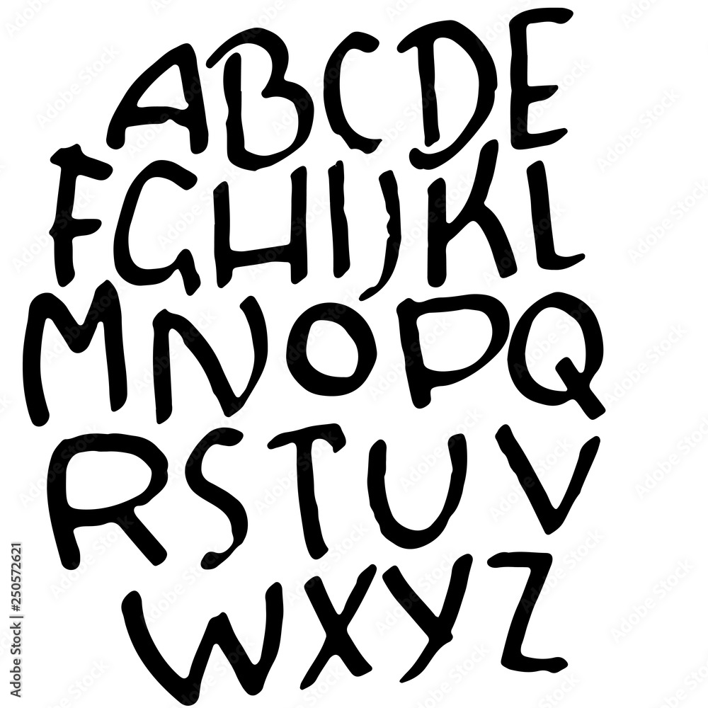 Modern brush lettering. Handdrawn grunge ink font. Vector illustration.