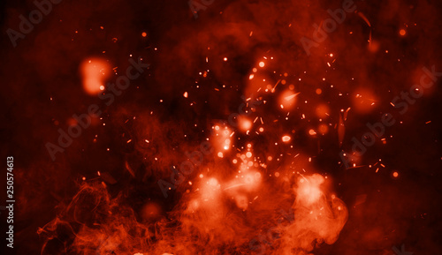 Fire particles isolated on background . Smoke fog mist texture overlays