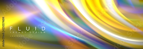 Fluid colors mixing glowing neon wave background, holographic texture
