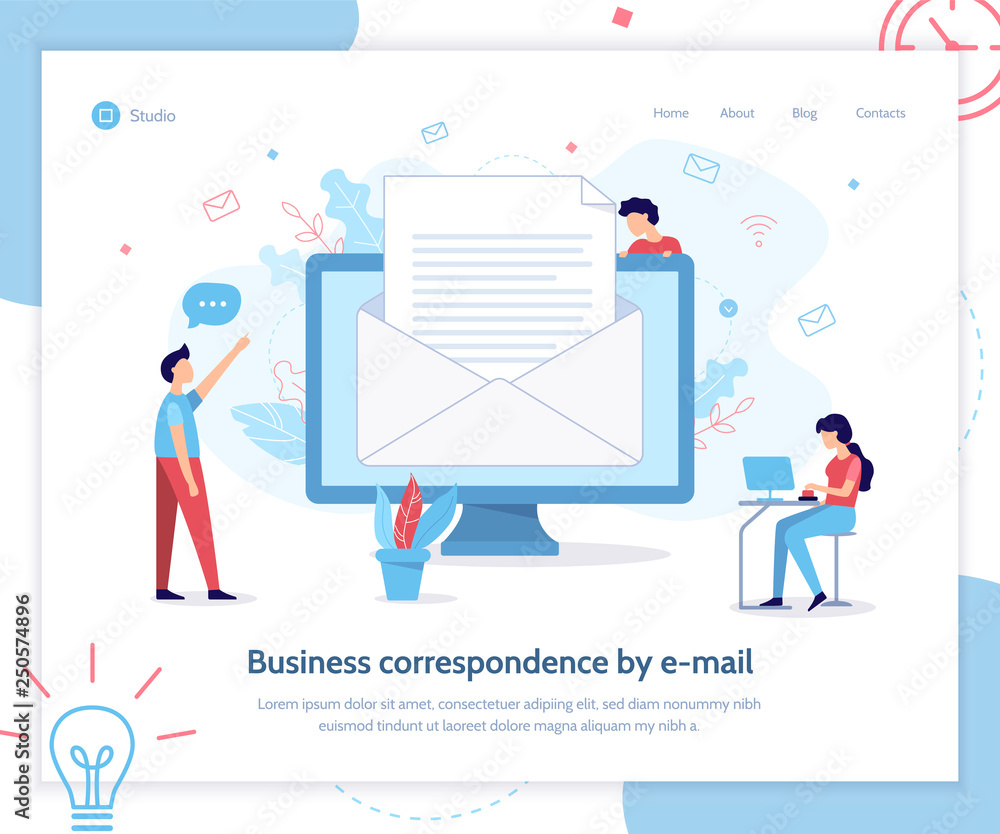 Send email flat illustrationLanding page template. Business concept. Flat vector illustration. Send email flat illustrationLanding page template. Business concept. Flat vector illustration.