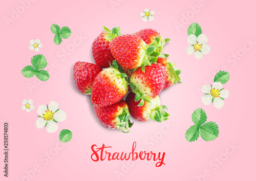 Colorful background with strawberries.
