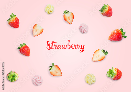 Colorful background with strawberries.