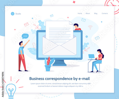 Send email flat illustrationLanding page template. Business concept. Flat vector illustration.