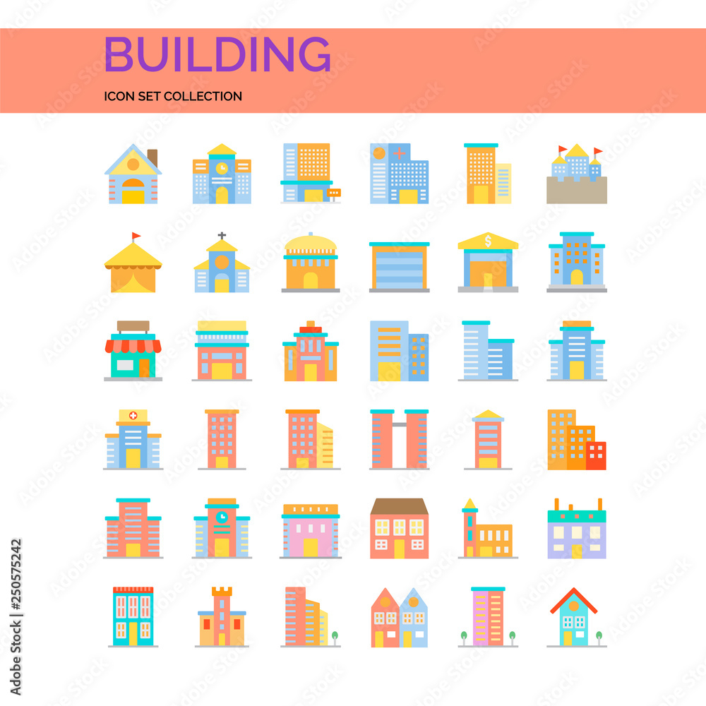 Building Icons Set. UI Pixel Perfect Well-crafted Vector Thin Line ...