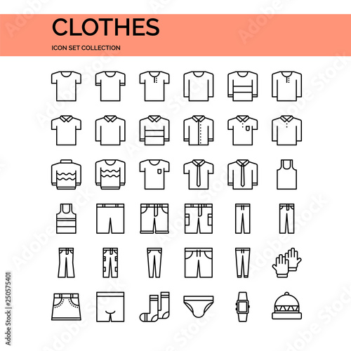 Clothes Icons Set. UI Pixel Perfect Well-crafted Vector Thin Line Icons. The illustrations are a vector.
