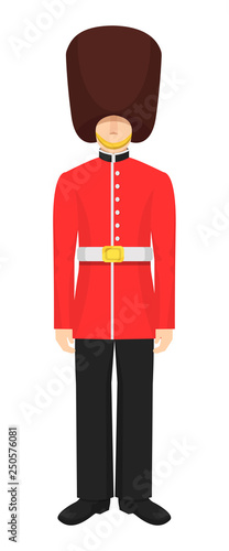 Military soldier character people of royal guards of Great Britain.