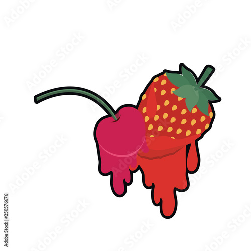 cherry and strawberry dripping icon