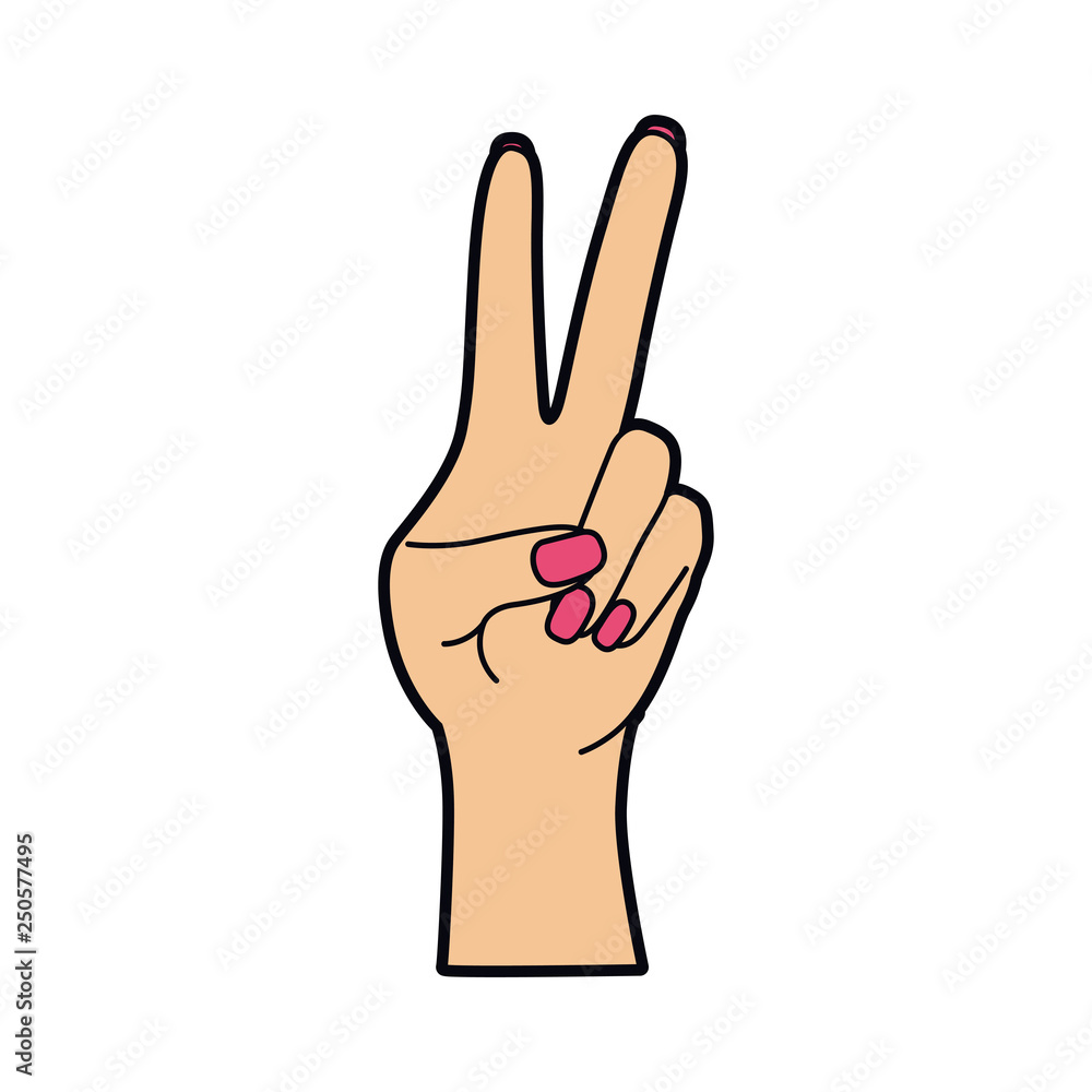 hand with peace sign and love pop art hand with peace sign and love pop art