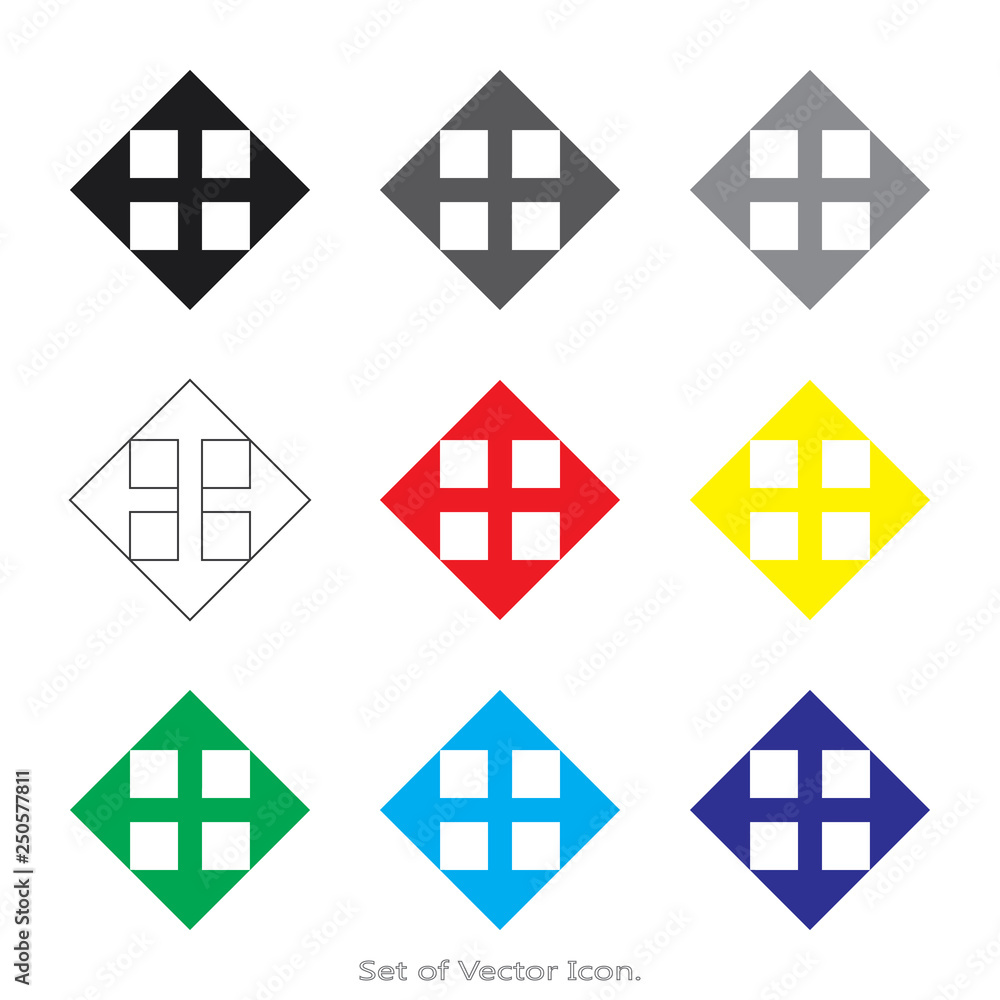 Arrow Set icons with nine Color Variations of flat style. Vector illustration. Arrow Set icons with nine Color Variations of flat style. Vector illustration.