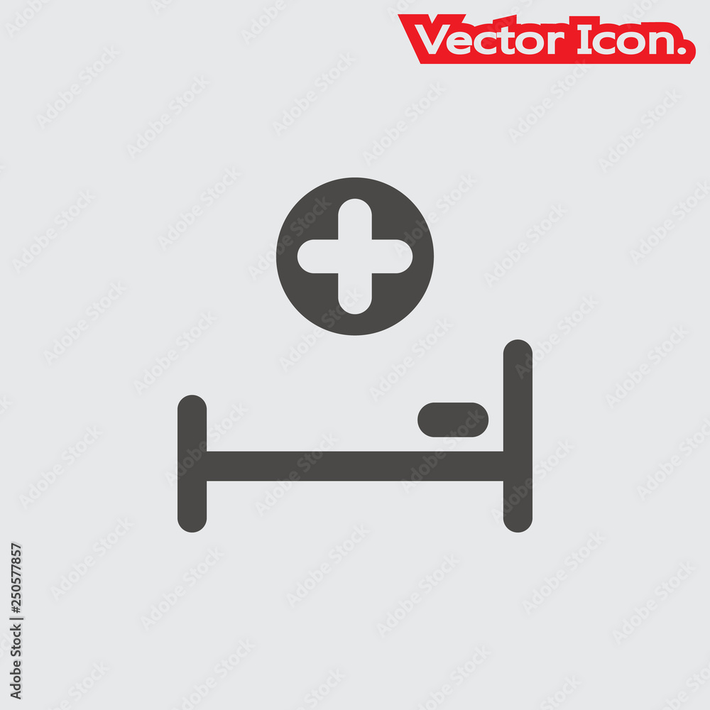 Hospital bed icon isolated sign symbol and flat style for app, web and digital design. Vector illustration. Hospital bed icon isolated sign symbol and flat style for app, web and digital design. Vector illustration.