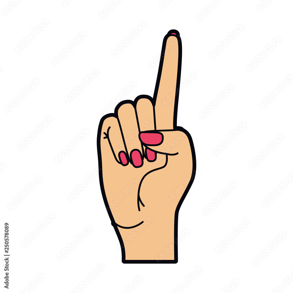 hand with index finger up pop art hand with index finger up pop art