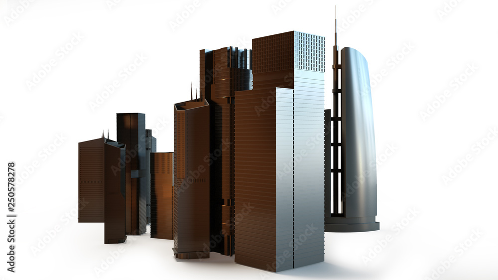 Layout of the business district of the city with skyscrapers and apartment buildings Layout of the business district of the city with skyscrapers and apartment buildings