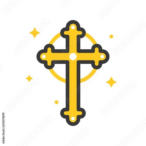 Cross vector, Feast of Saint Patrick filled icon editable outline