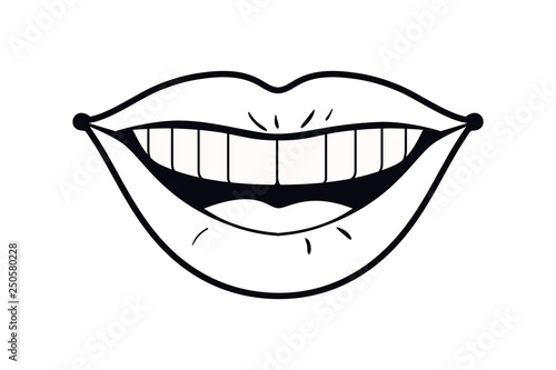 female mouth dripping isolated icon