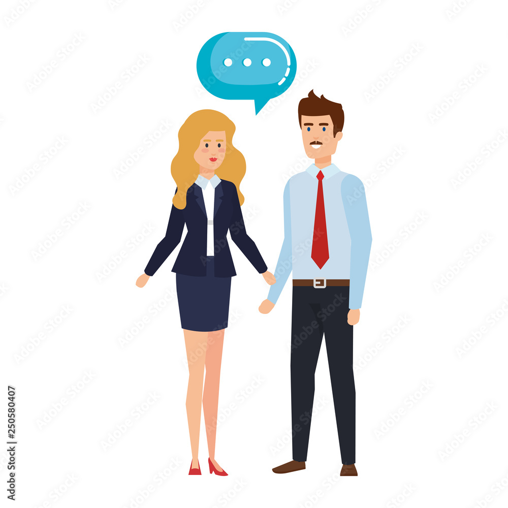 business couple talking characters business couple talking characters
