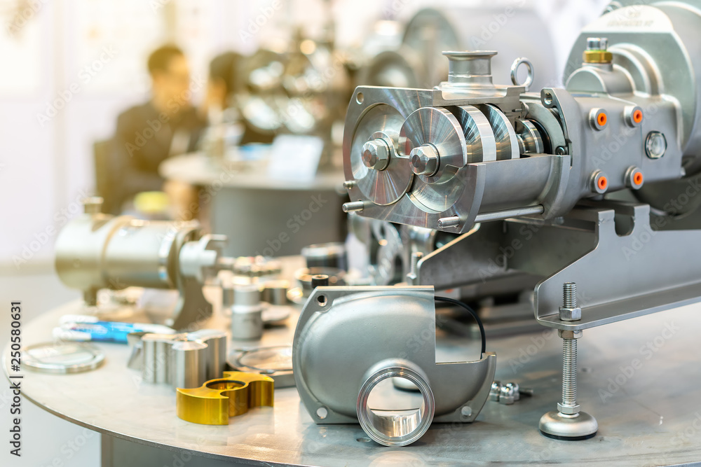 Close up cross section show detail inside of High technology and quality screw vacuum pump for industrial Close up cross section show detail inside of High technology and quality screw vacuum pump for industrial