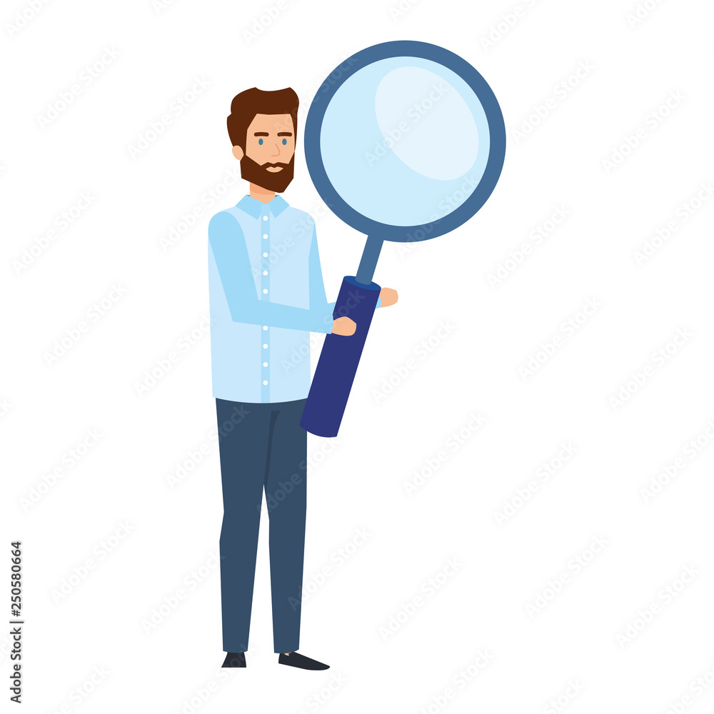 elegant businessman lifting magnifying glass elegant businessman lifting magnifying glass