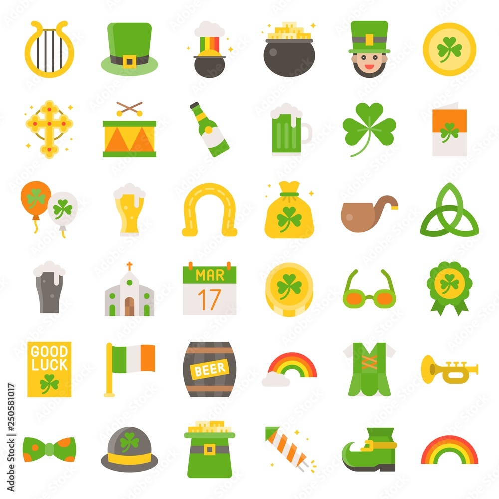 Feast of Saint Patrick vector set, flat icon Feast of Saint Patrick vector set, flat icon