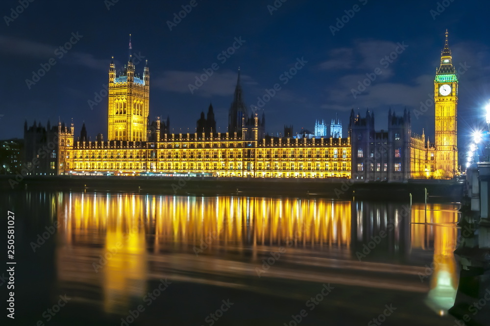 Big Ben and Houses of parliament at night, London, UK