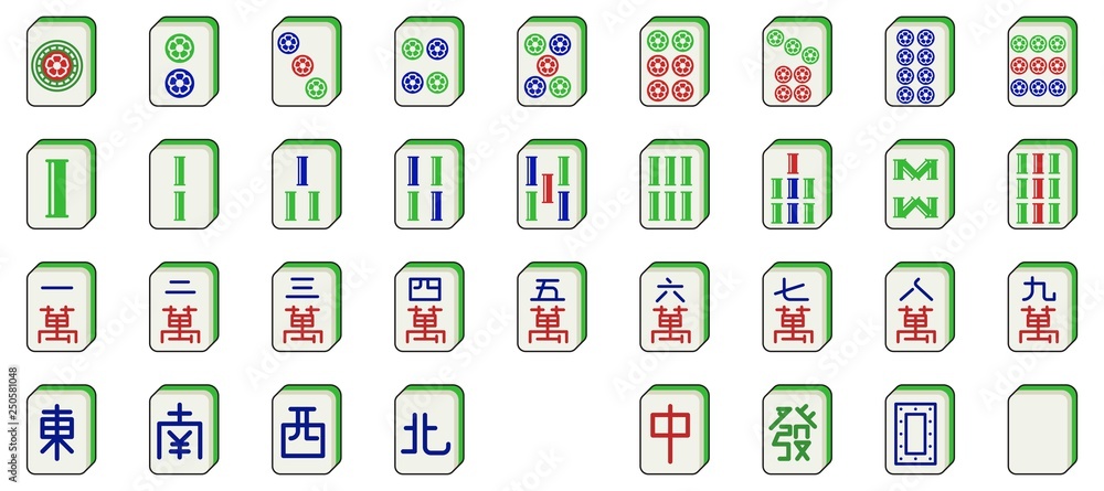 Complete Mahjong Set Stock Illustration - Download Image Now