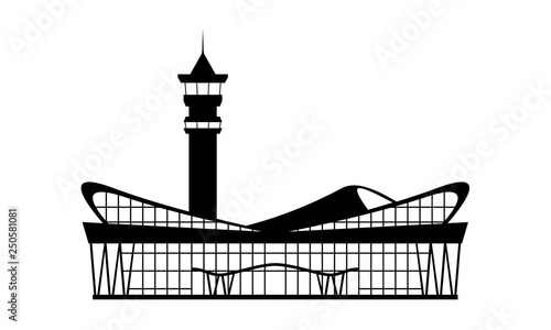 Solid Modern Airport terminal building icon. Isolated Flat design symbol for ticket design. Vector illustration.