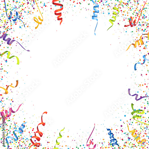 colored confetti and streamers background