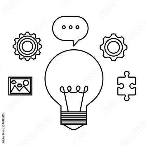 bulb light with business icons photo