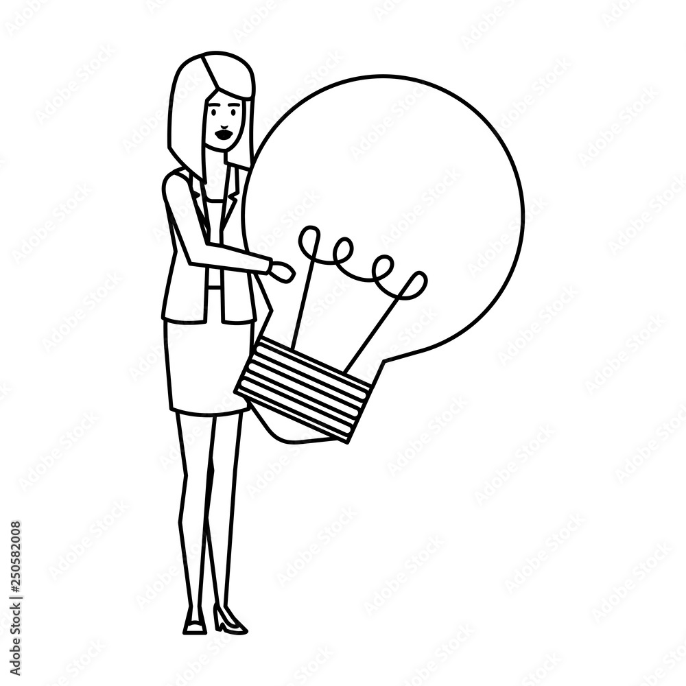 elegant businesswoman lifting bulb elegant businesswoman lifting bulb