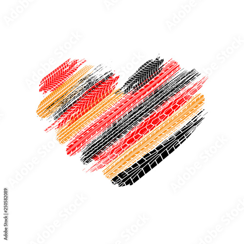 Tire tracks color heart