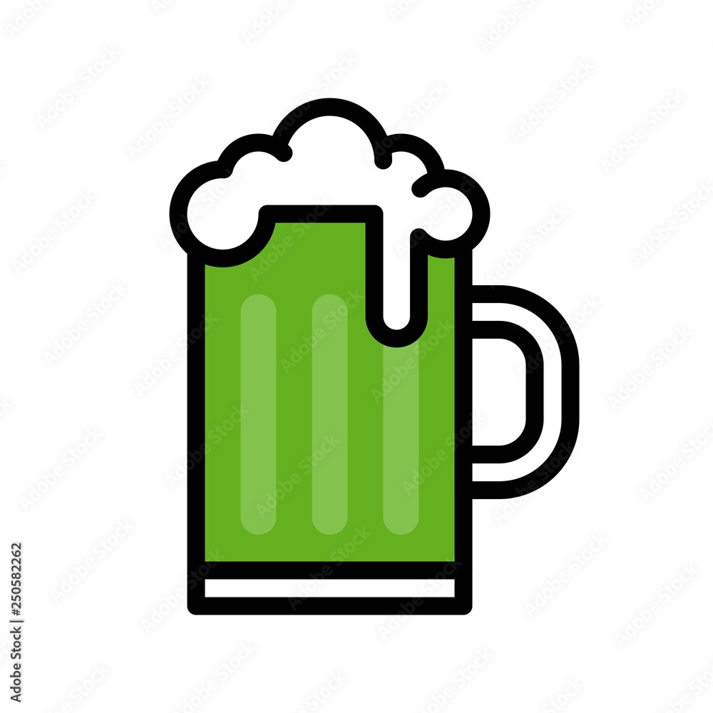 Beer mug vector, Feast of Saint Patrick filled icon editable outline Beer mug vector, Feast of Saint Patrick filled icon editable outline