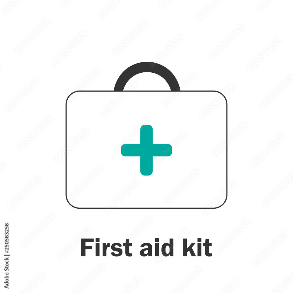First aid kit in cartoon style, medical card for kid, preschool activity for children, vector illustration First aid kit in cartoon style, medical card for kid, preschool activity for children, vector illustration