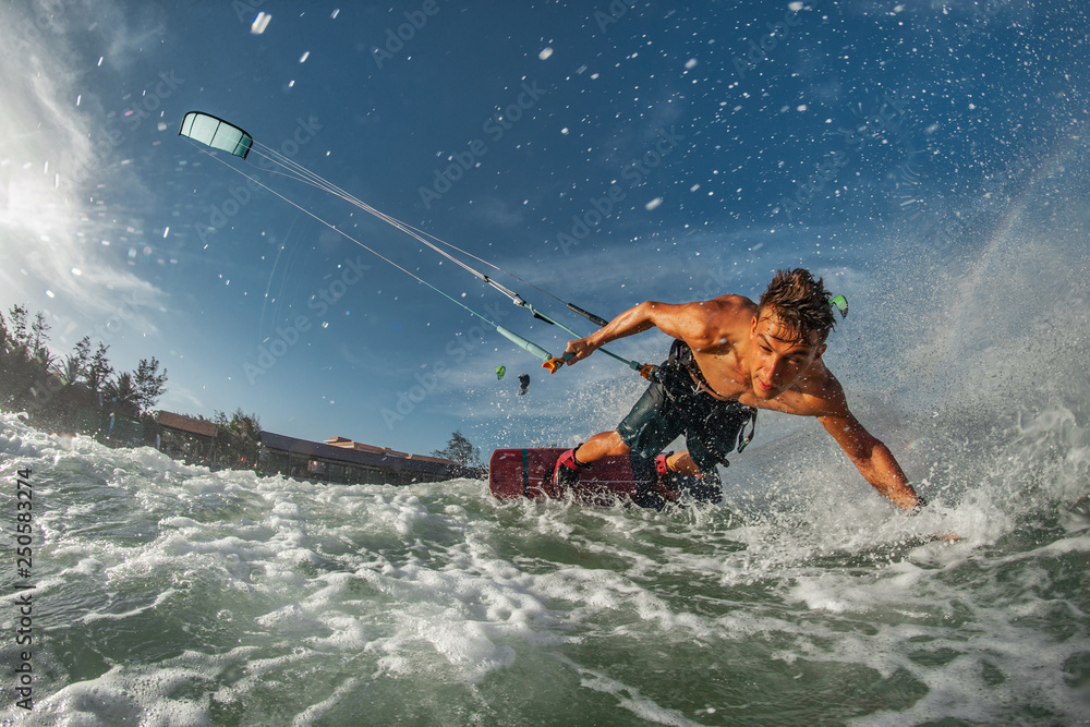 Naklejka premium Kitesurfing