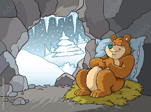 Фотография Sleeping Bear in cave - Vector