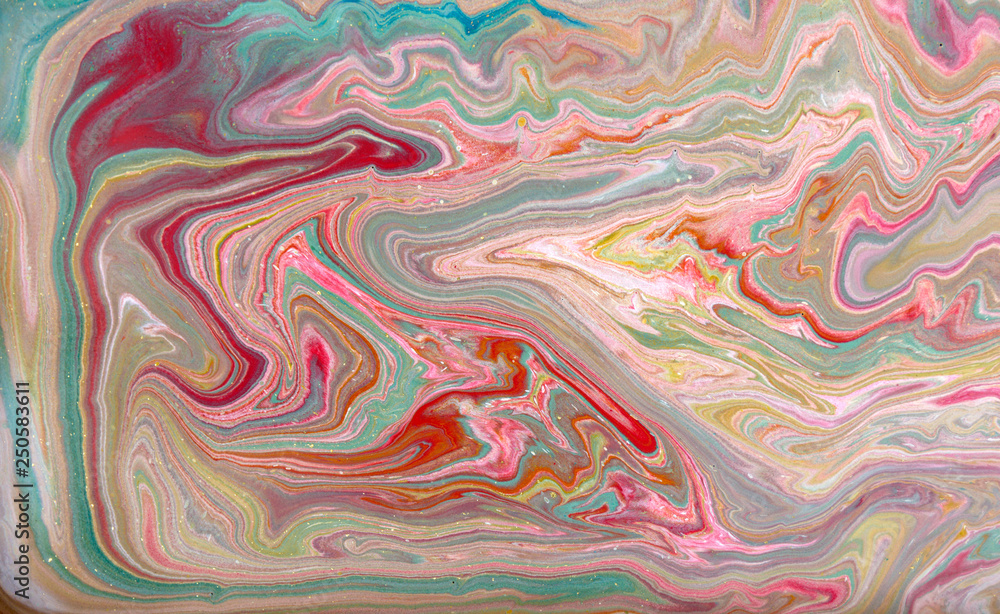 Green and red marbling pattern. Marble liquid texture.