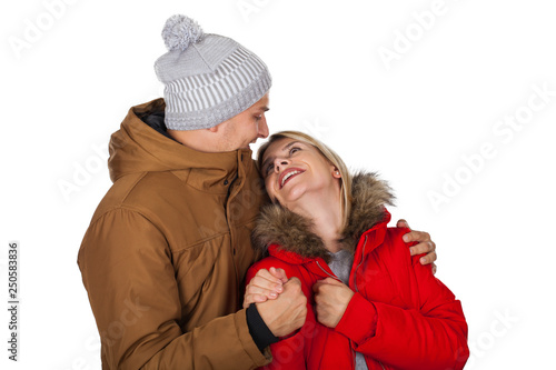  Couple wearing winter clothing