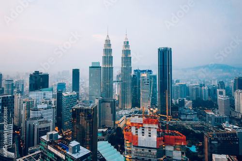 Photography City of Kuala Lumpur, Malaysia with blue tones and contrast.