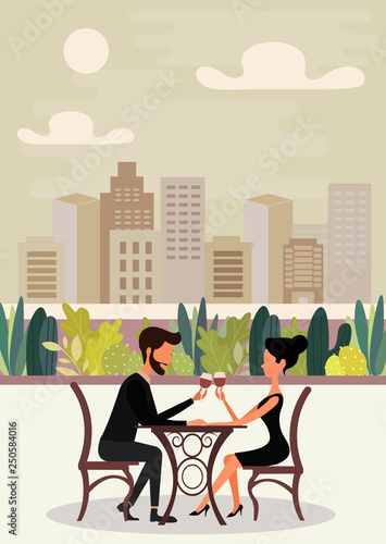 Couple caricature couple dating vector illustration.