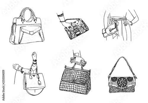 Fashion Collection Of Bags Handdrown Objects Sketch Stock Illustration -  Download Image Now - iStock