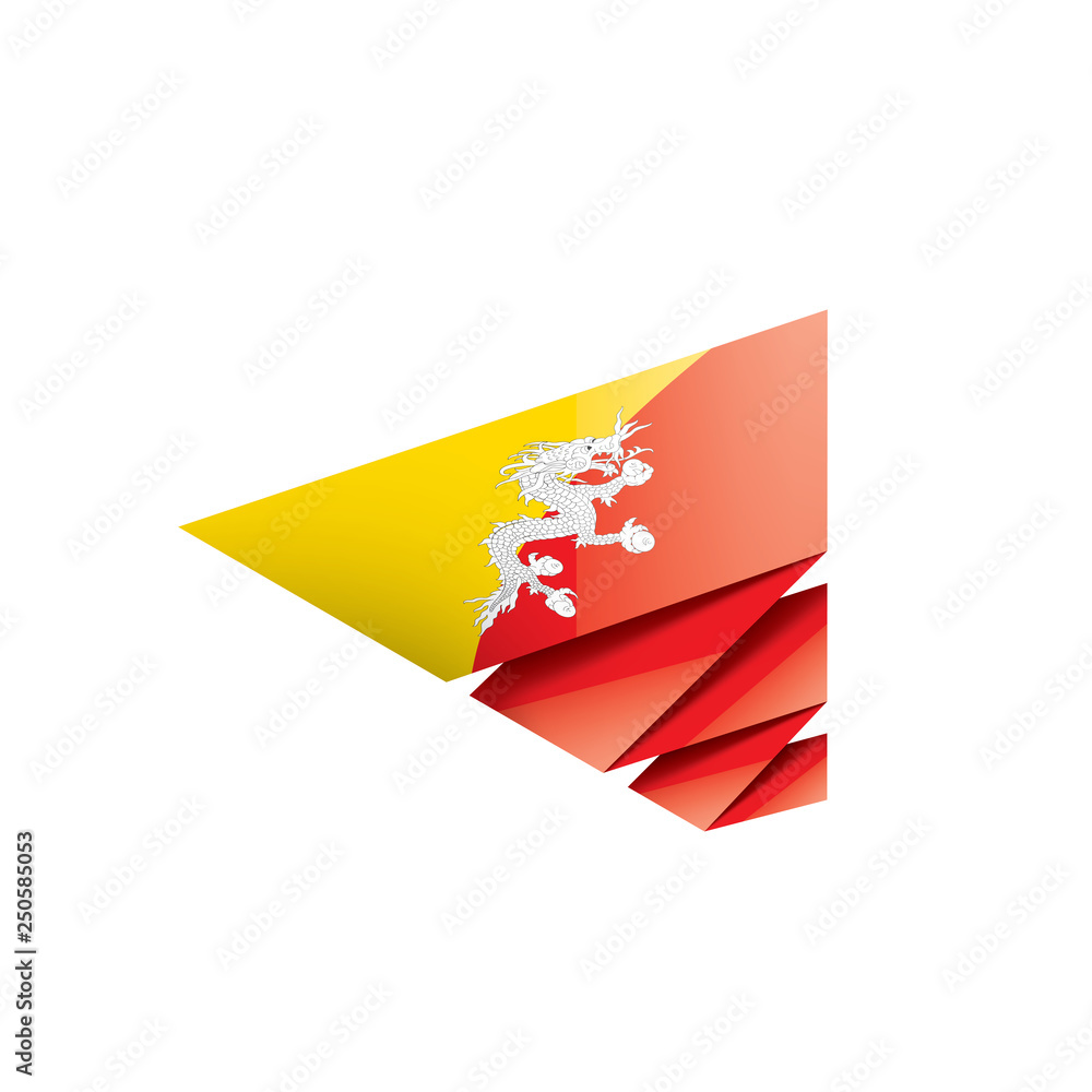 Obraz premium Bhutan flag, vector illustration on a white background