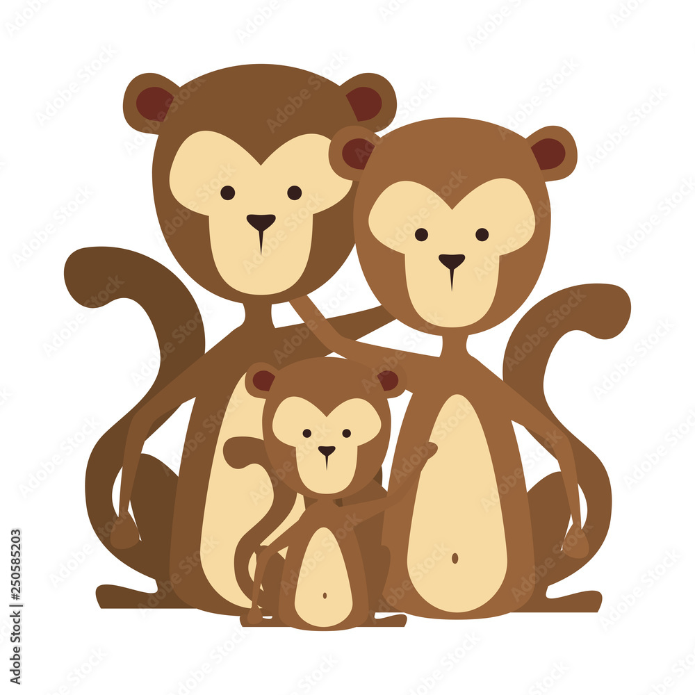 Obraz premium funny family monkeys wild characters