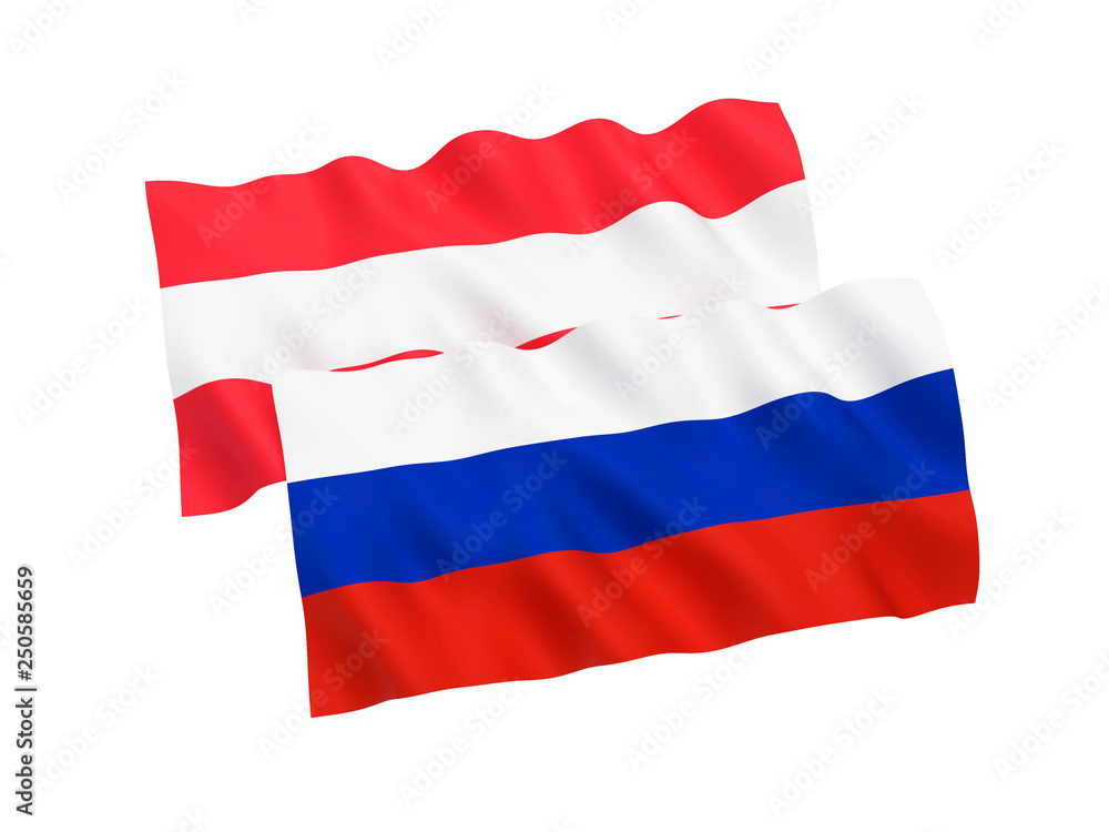 Naklejka premium Flags of Russia and Austria on a white background