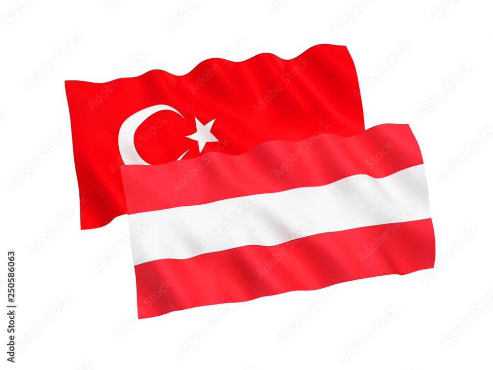 Flags of Turkey and Austria on a white background Flags of Turkey and Austria on a white background