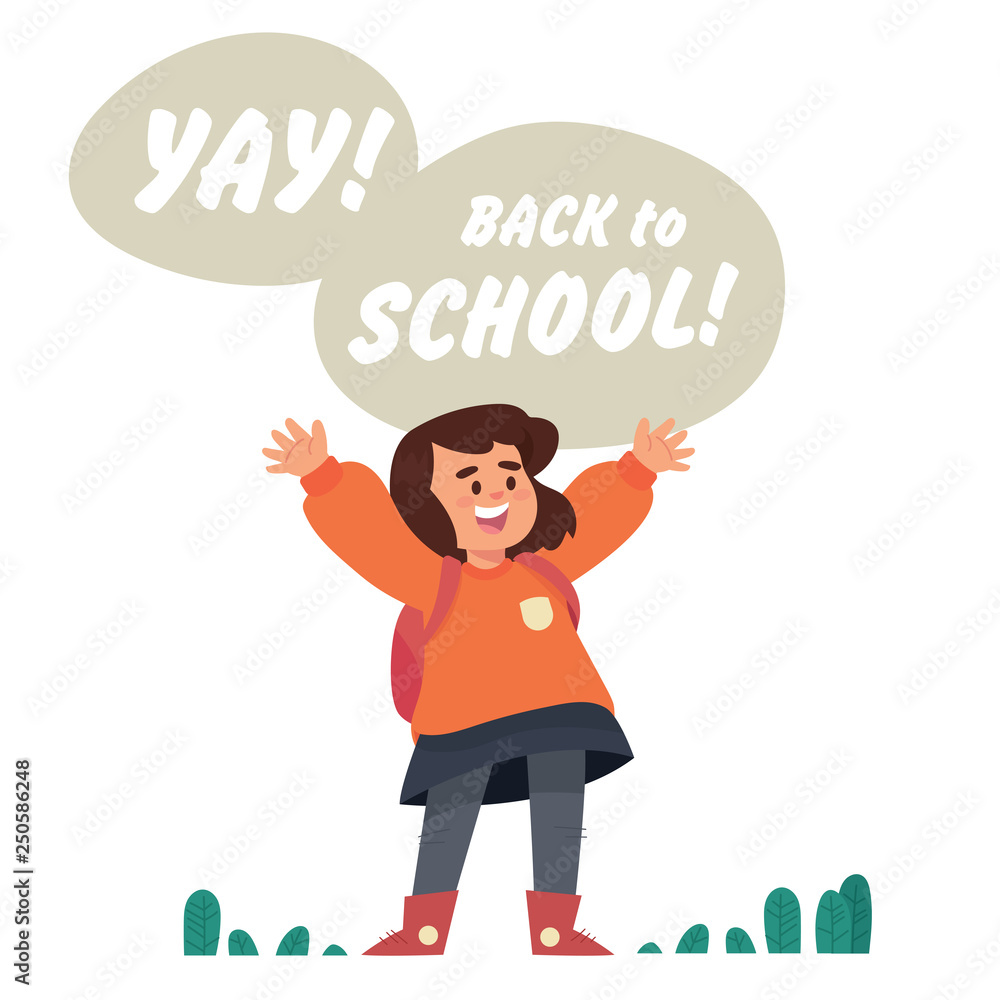vector illustration back to school with happy girl cute kid - Vector vector illustration back to school with happy girl cute kid - Vector