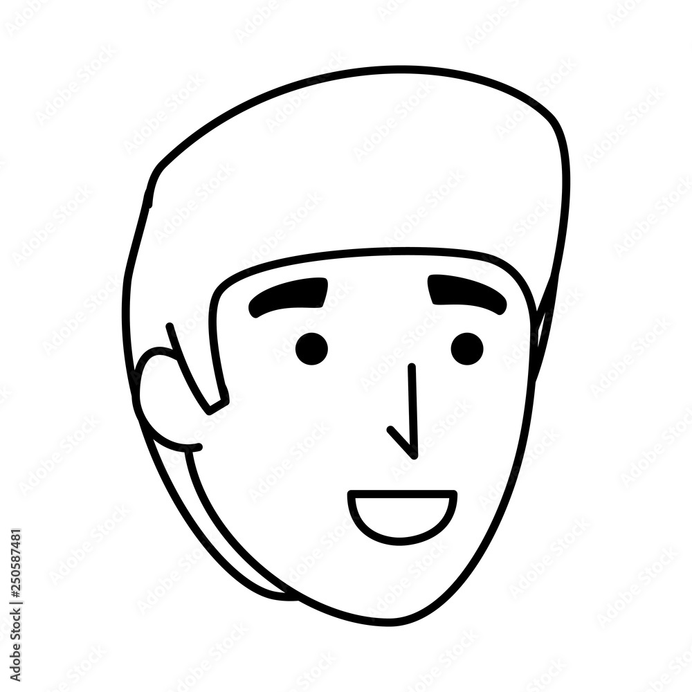 young and casual man head character young and casual man head character
