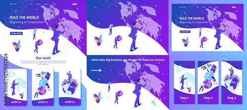 Isometric Businessman Running the Map World