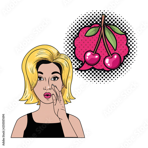 woman telling a secret with speech bubble