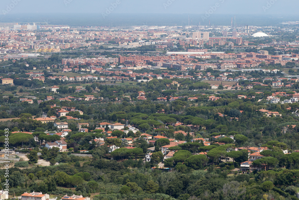 Aerial View of the city of Livorno in Tuscany, Italy