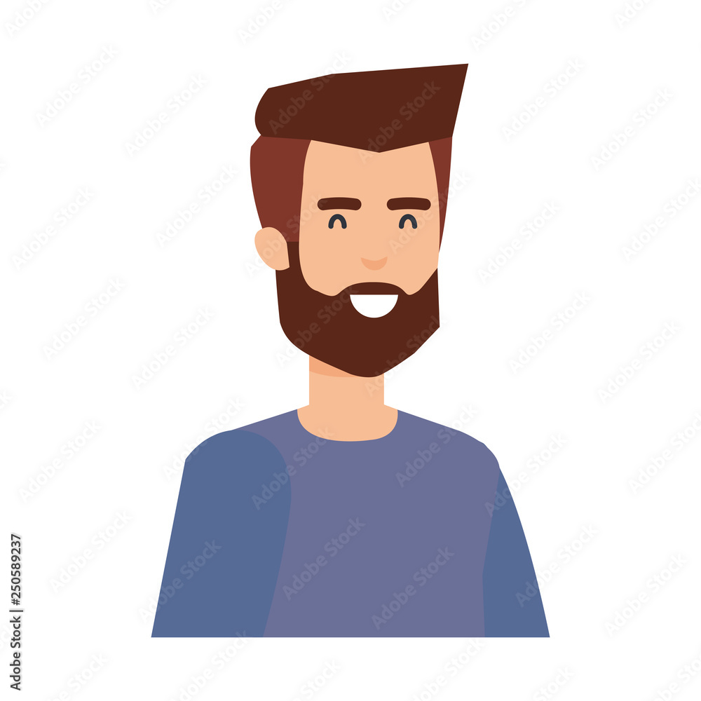 young and casual man with beard character