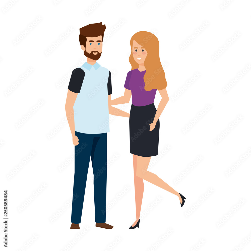 Fototapeta premium couple avatar characters icons
